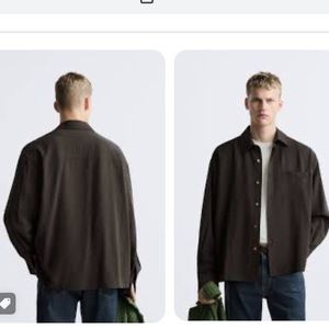 Zara limited edition oversized long sleeve button down shirt chocolate brown